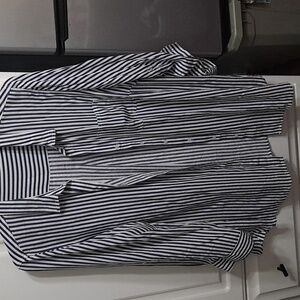 Classic navy blue and white striped shirt.